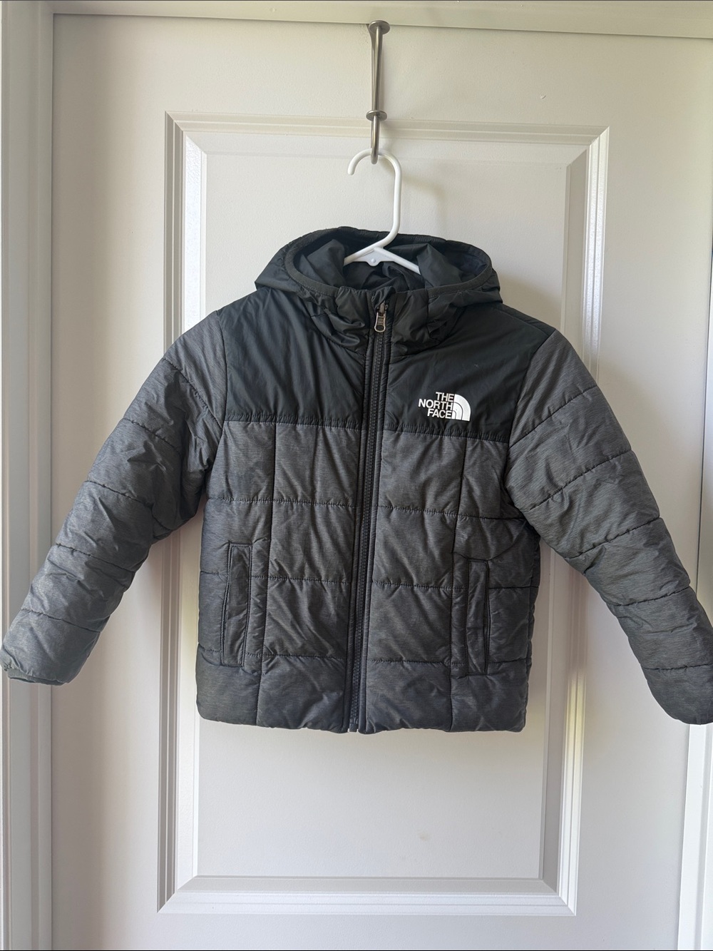 The North Face Kids’ Shasta Black and Gray Quilted Reversible Hooded Jacket